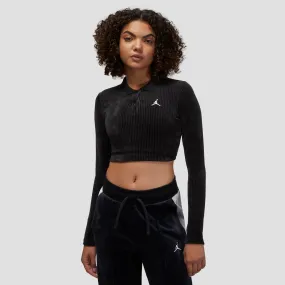 Air Jordan Women's Long-Sleeve Black Velour Top