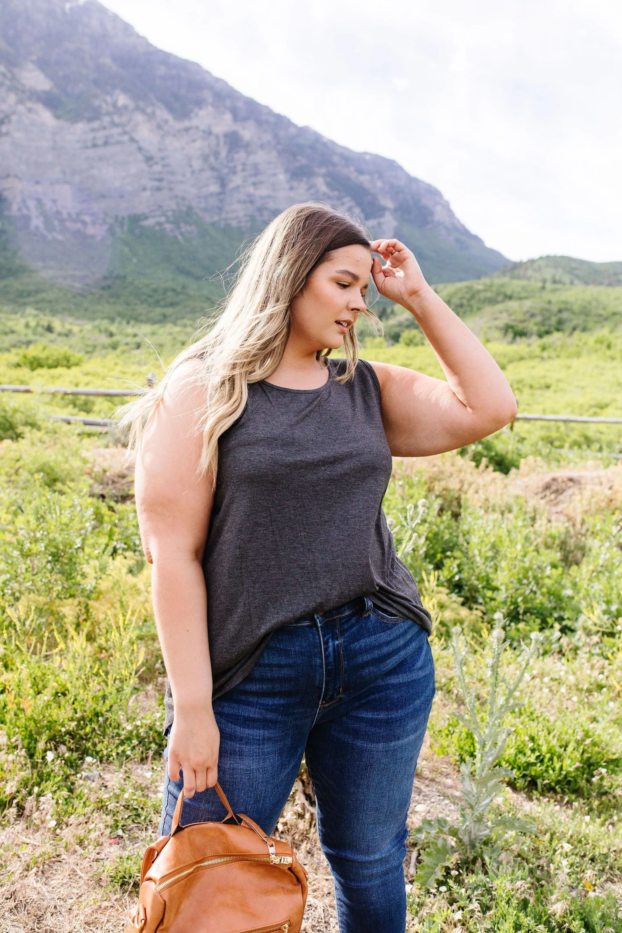 All Day Tank In Charcoal - On hand