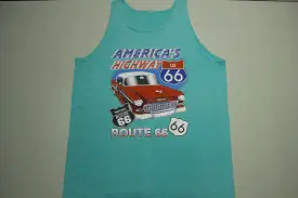 America's Highway Route 66 1956 Chevy Bel Air Vintage 80's Classic Auto Summer Tank Top