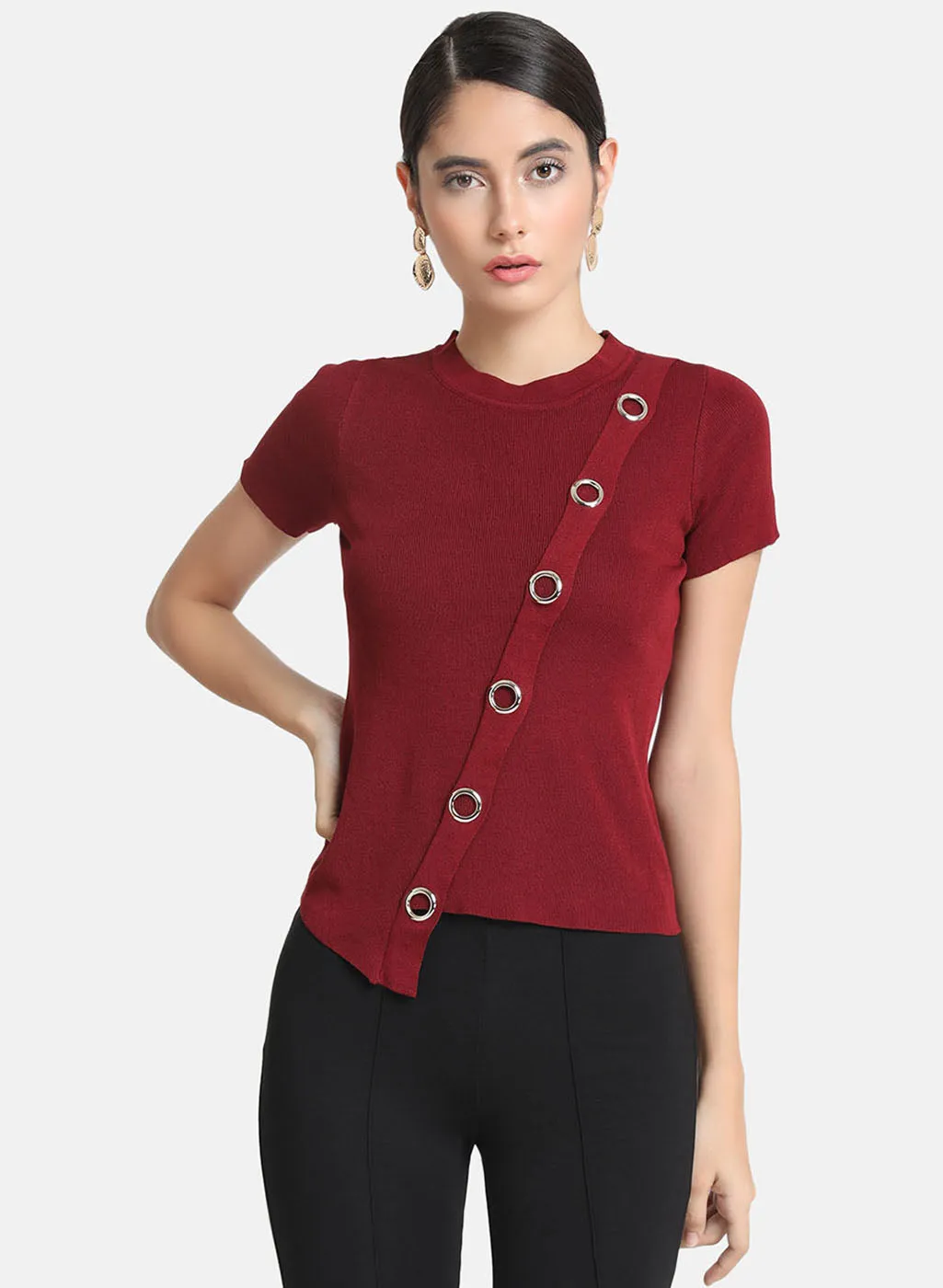 Assymetric Button Detail Top