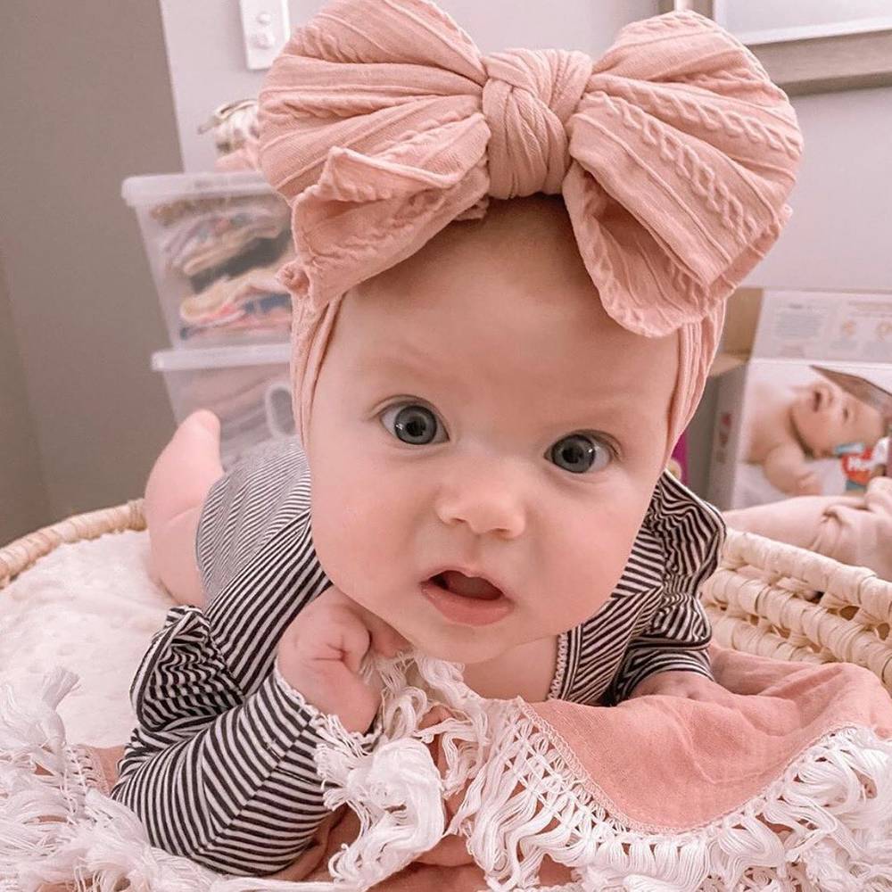 Baby Top Knot Double Bow Headband Navy