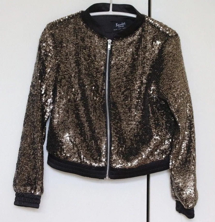 BARDOT JUNIOR GIRLS GOLD SEQUIN JACKET 3 YEARS