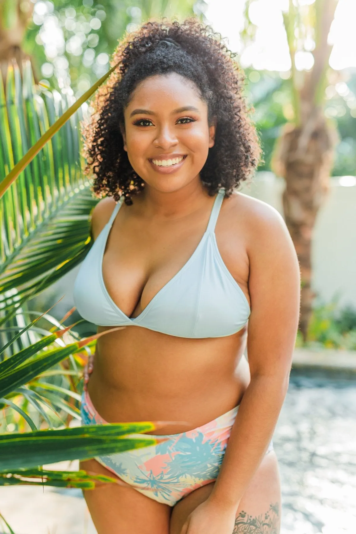 Beach Babe Triangle Bikini Top- Light Blue