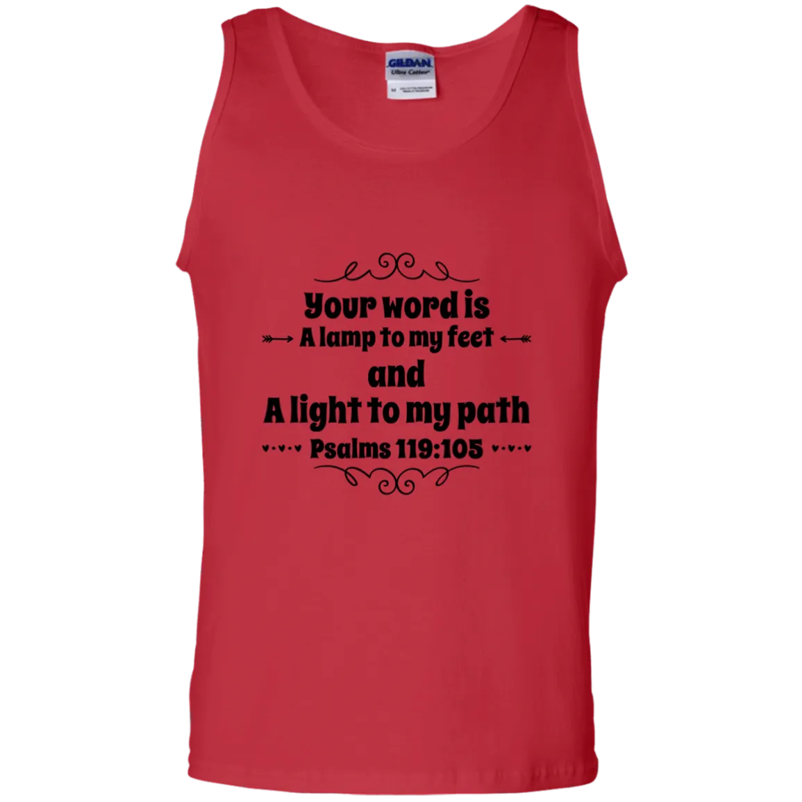 Bible Verse Men 100% Cotton Tank Top - Your Word Is Light To My Path ~Psalm 119:105~ Design 1 (Black Font)