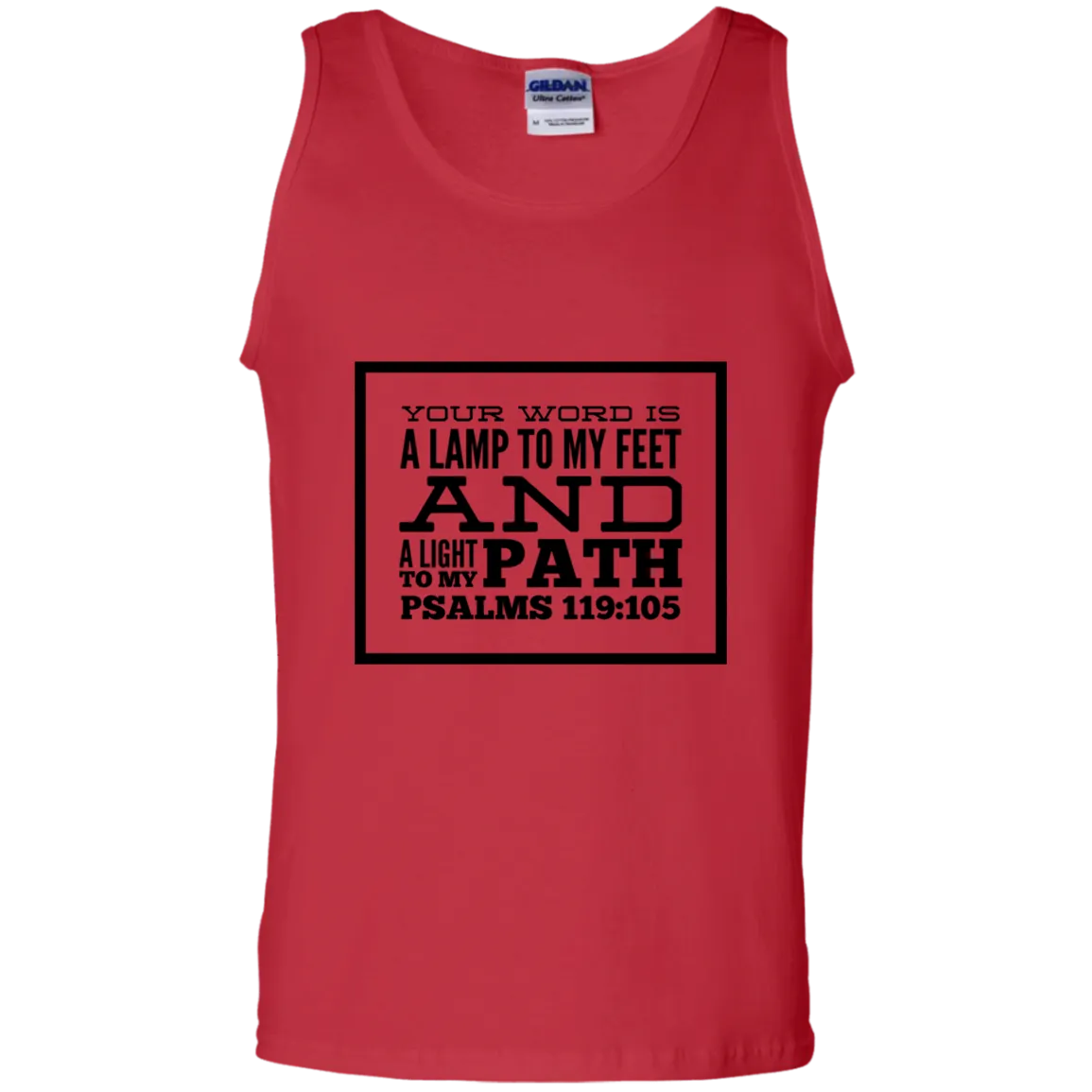 Bible Verse Men 100% Cotton Tank Top - Your Word Is Light To My Path ~Psalm 119:105~ Design 13 (Black Font)