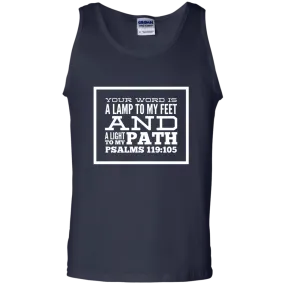 Bible Verse Men 100% Cotton Tank Top  - Your Word Is Light To My Path ~Psalm 119:105~ Design 13 (White Font)