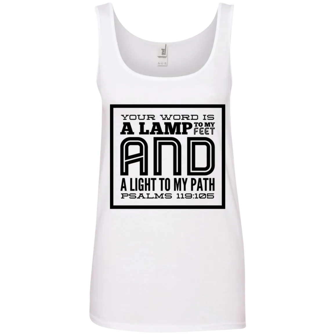 Bible Verses Ladies' 100% Ringspun Cotton Tank Top - Your Word Is Light To My Path ~Psalm 119:105~ Design 12 (Black Font)