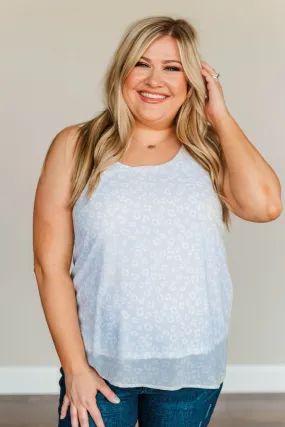 Blissful Breeze Animal Print Tank Top- Light Blue