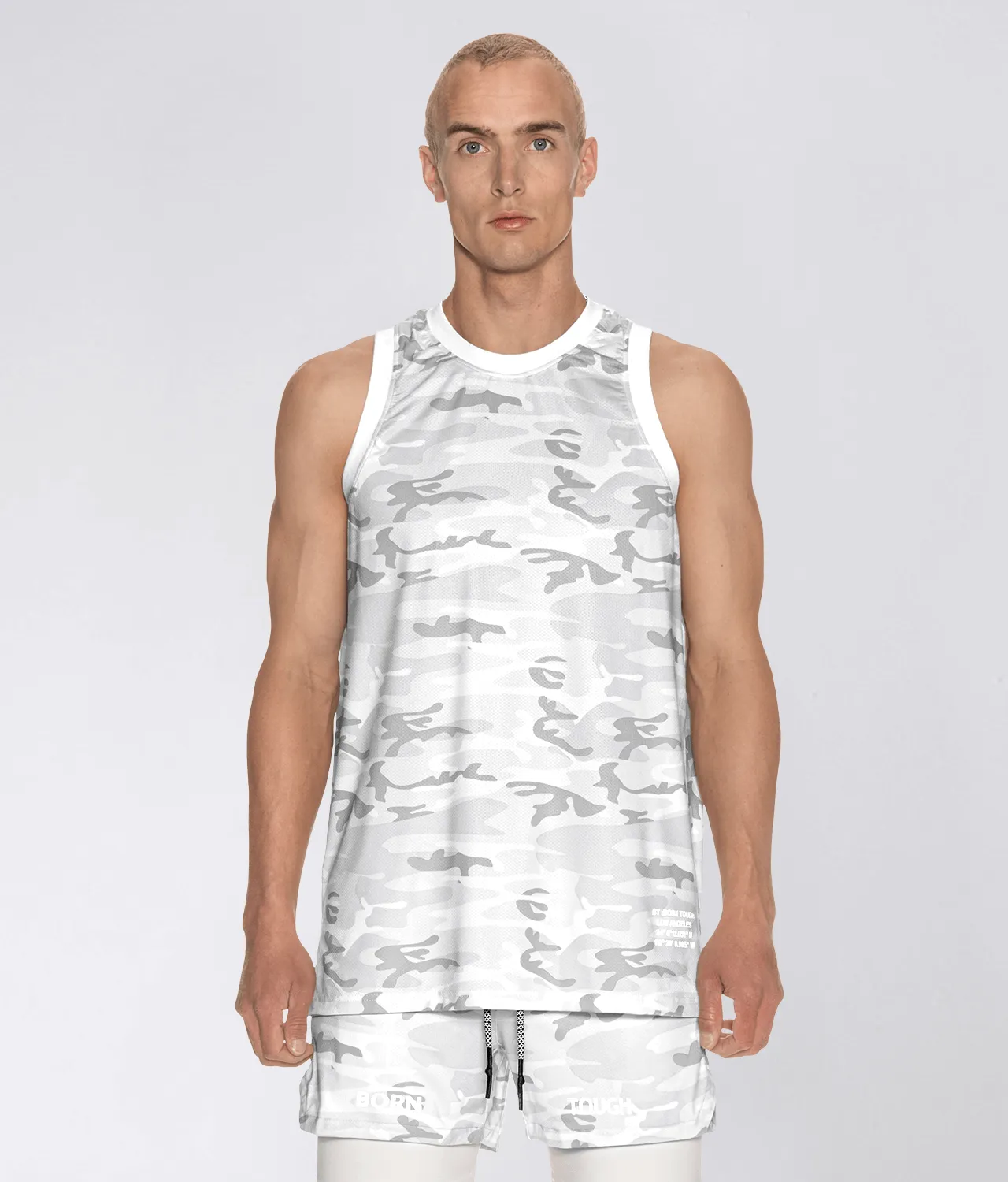 Born Tough Air Pro Bodybuilding Tank Top for Men White Camo