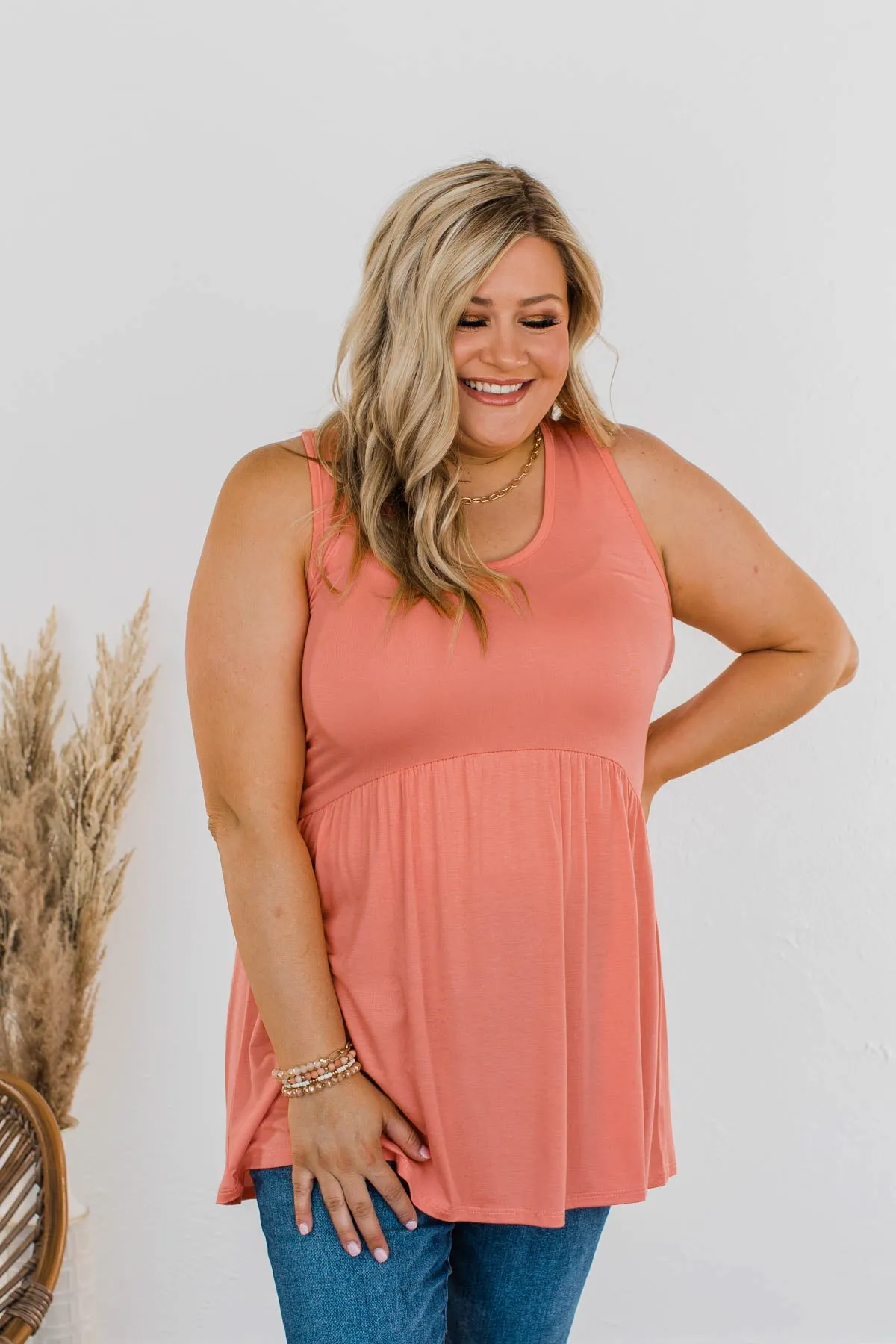 Breathe Easy Babydoll Tank- Coral