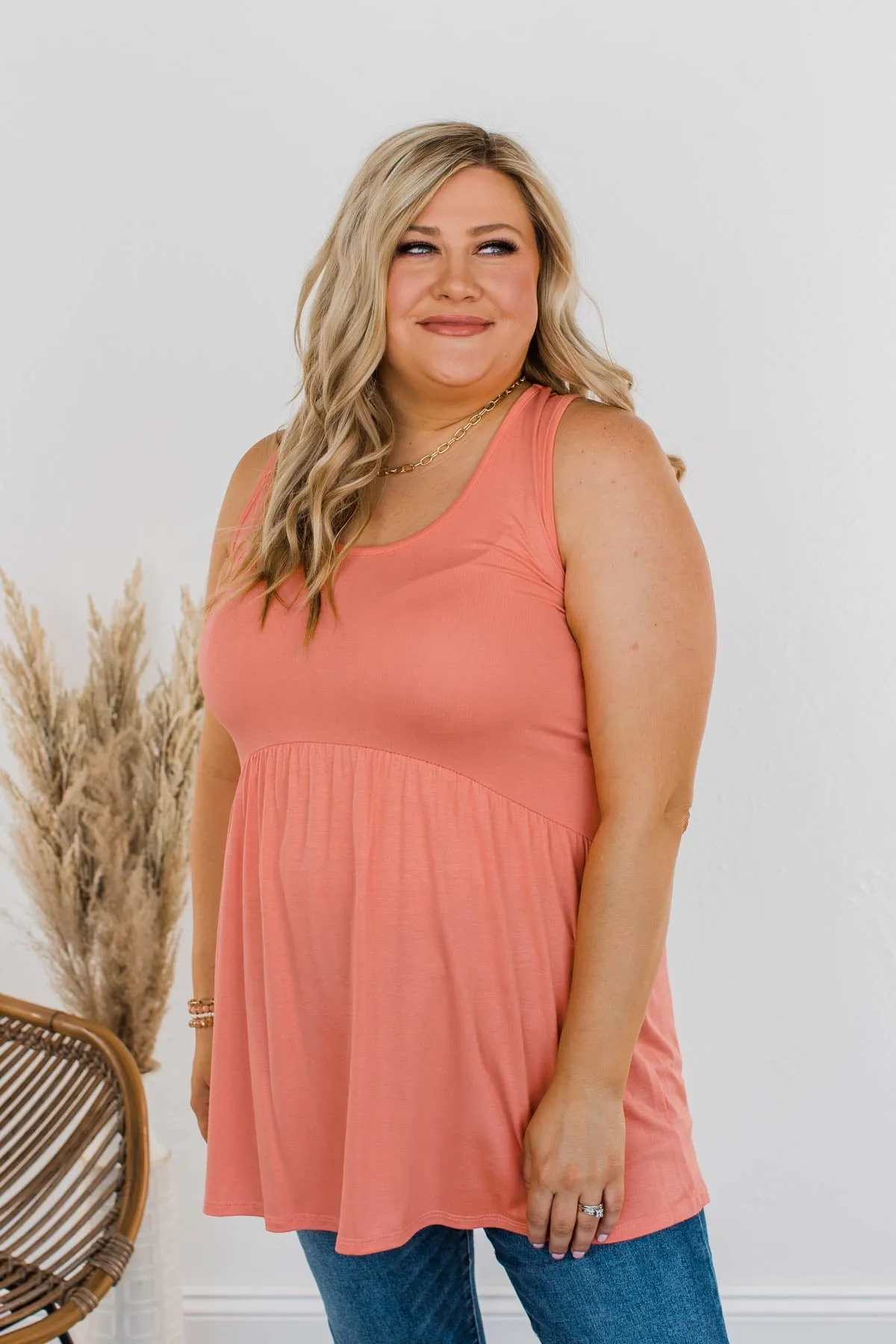 Breathe Easy Babydoll Tank- Coral