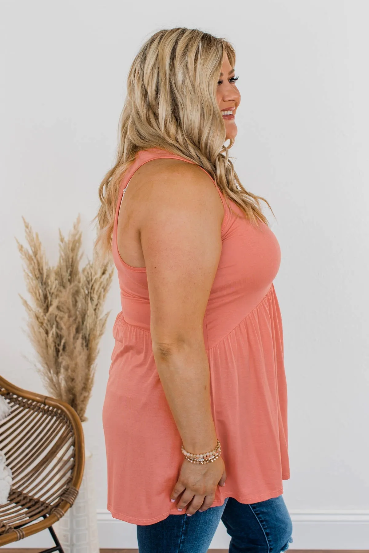 Breathe Easy Babydoll Tank- Coral