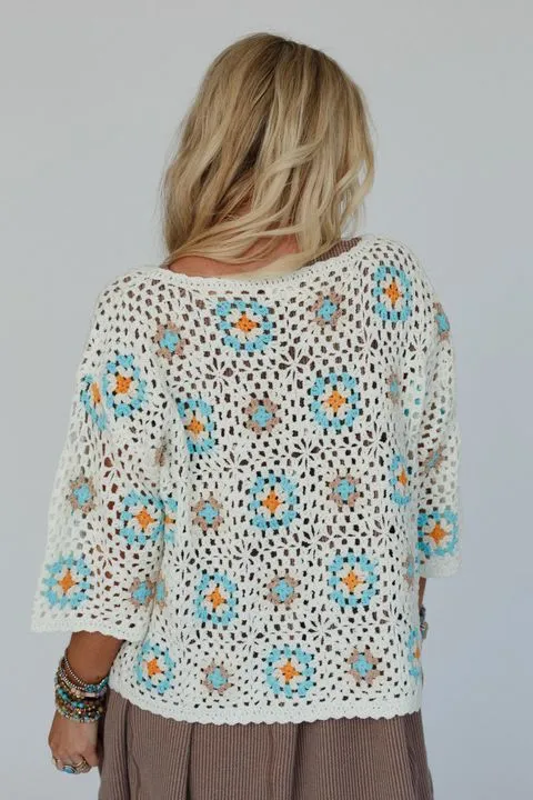 Brighten Your Day Crochet Top - Cream