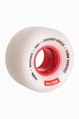 Bruiser Cruiser Skateboard Wheel 55mm - White/Red