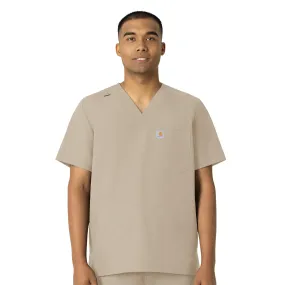 Carhartt Force Essentials Men's V-Neck Shirttail Scrub Top - Khaki