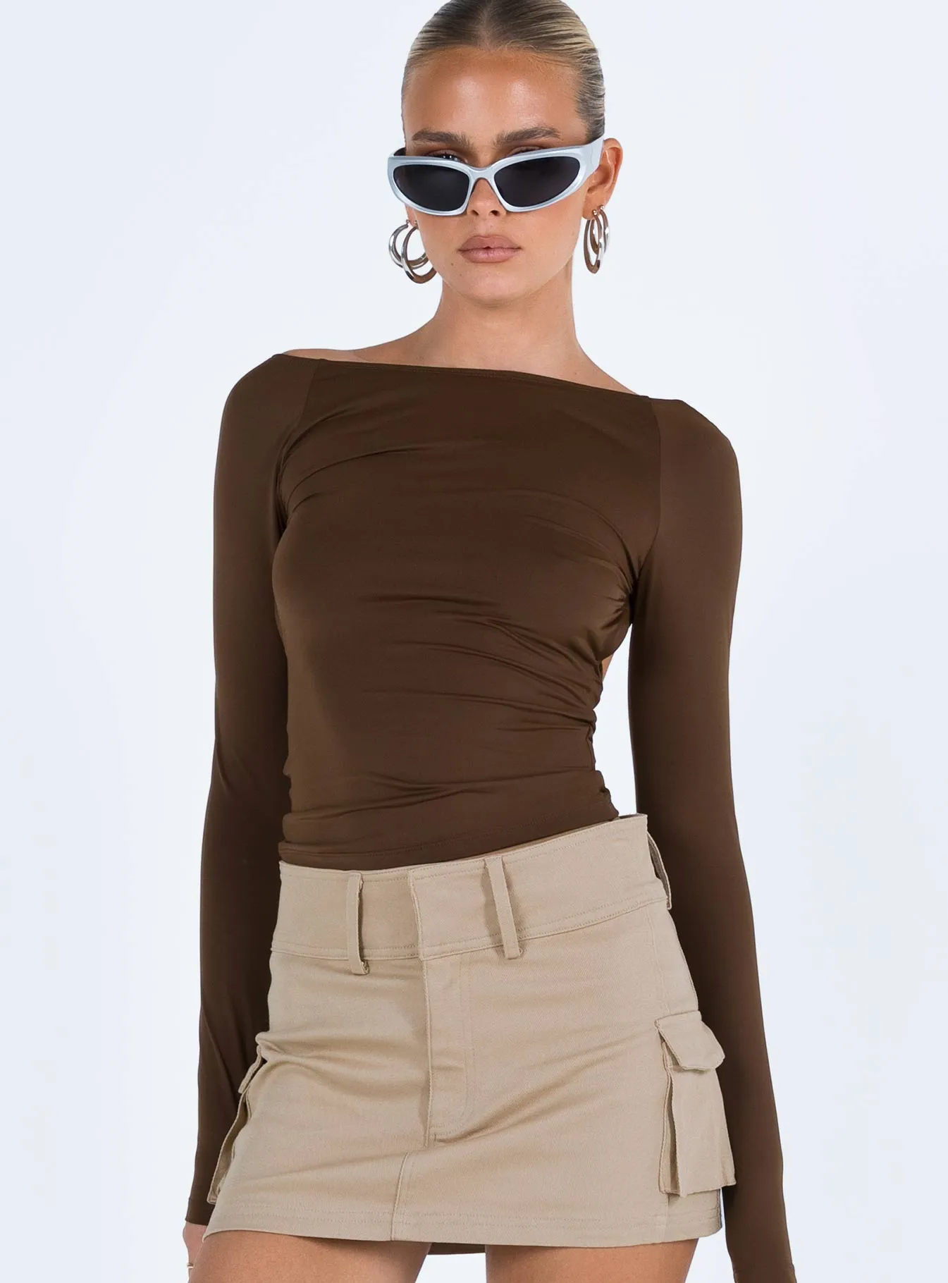 Caswell Long Sleeve Top Brown