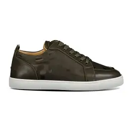 CHRISTIAN LOUBOUTIN RANTULOW LEATHER LOW TOP TRAINERS KHAKI GREEN