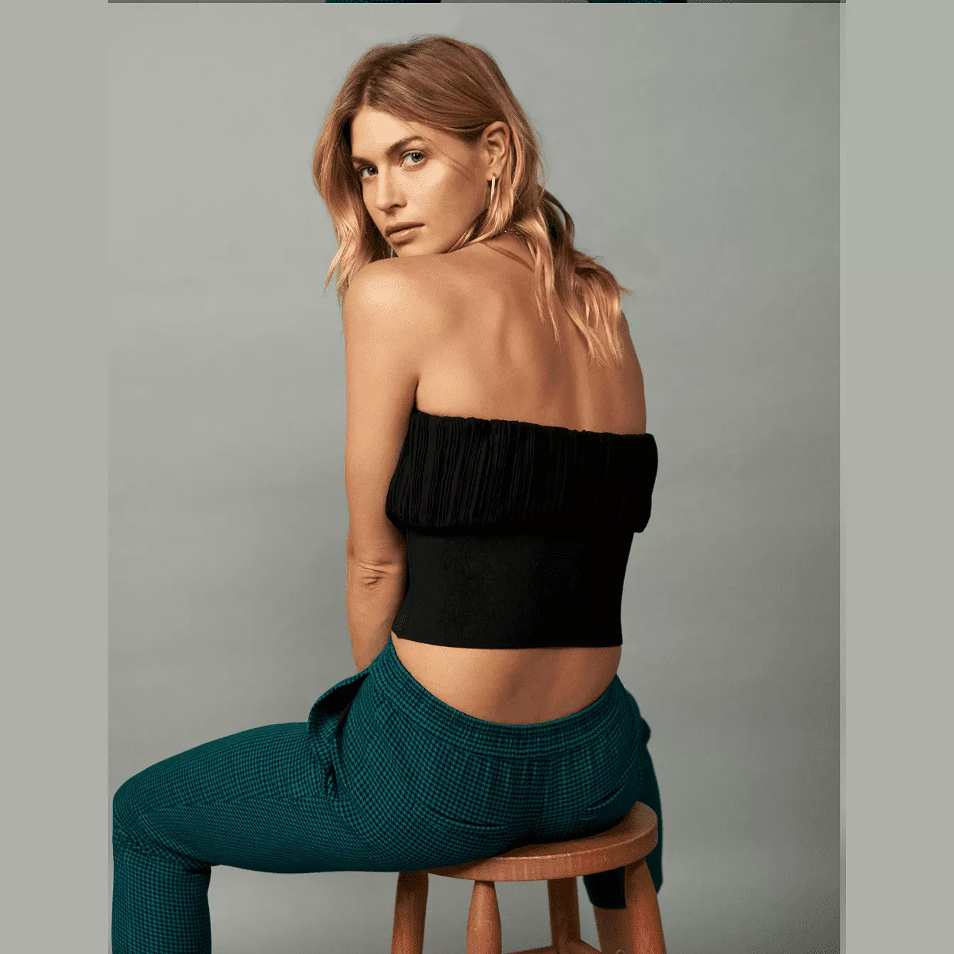 Current Air Pleated Tube Top in Black