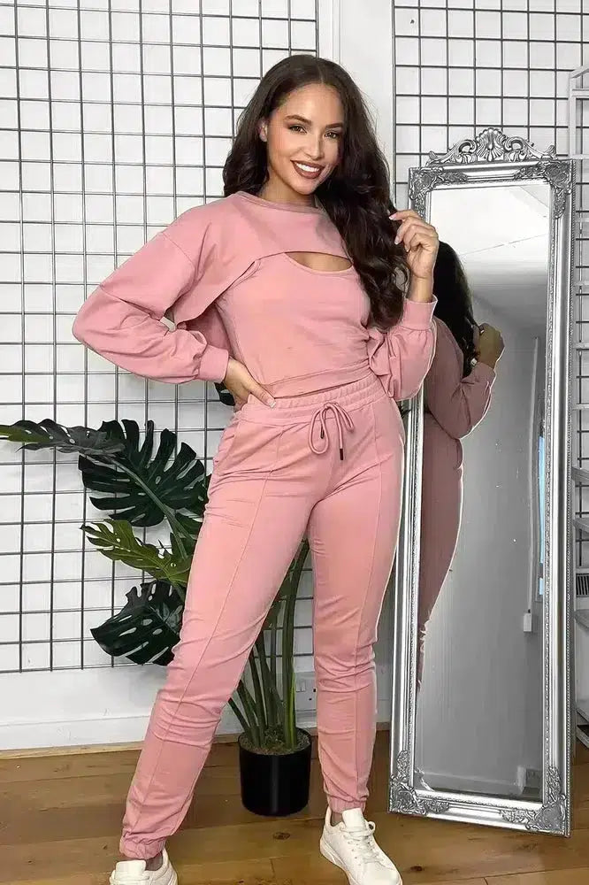 Cut Out Top Three Piece Tracksuit