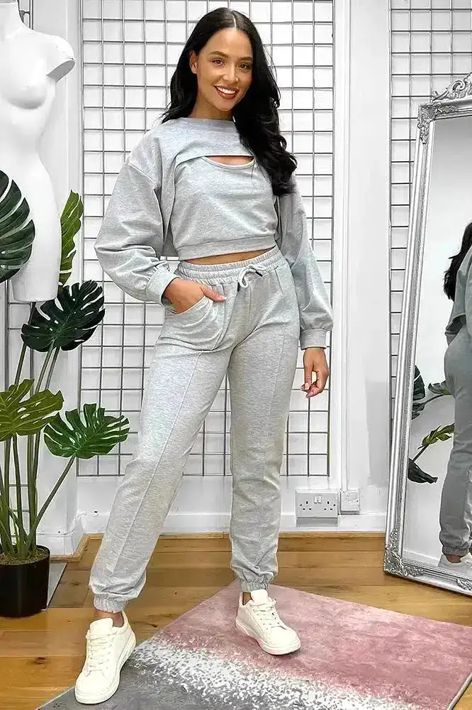 Cut Out Top Three Piece Tracksuit