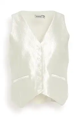 Deb Textured Satin Vest in Cream