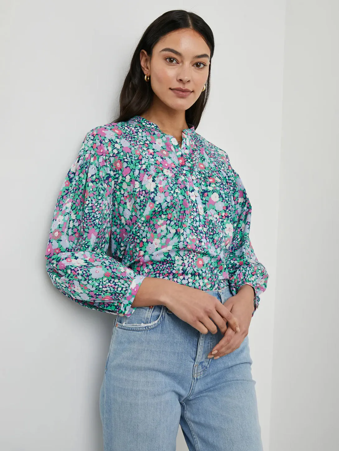 Ellison Top - Navy Leilani Floral