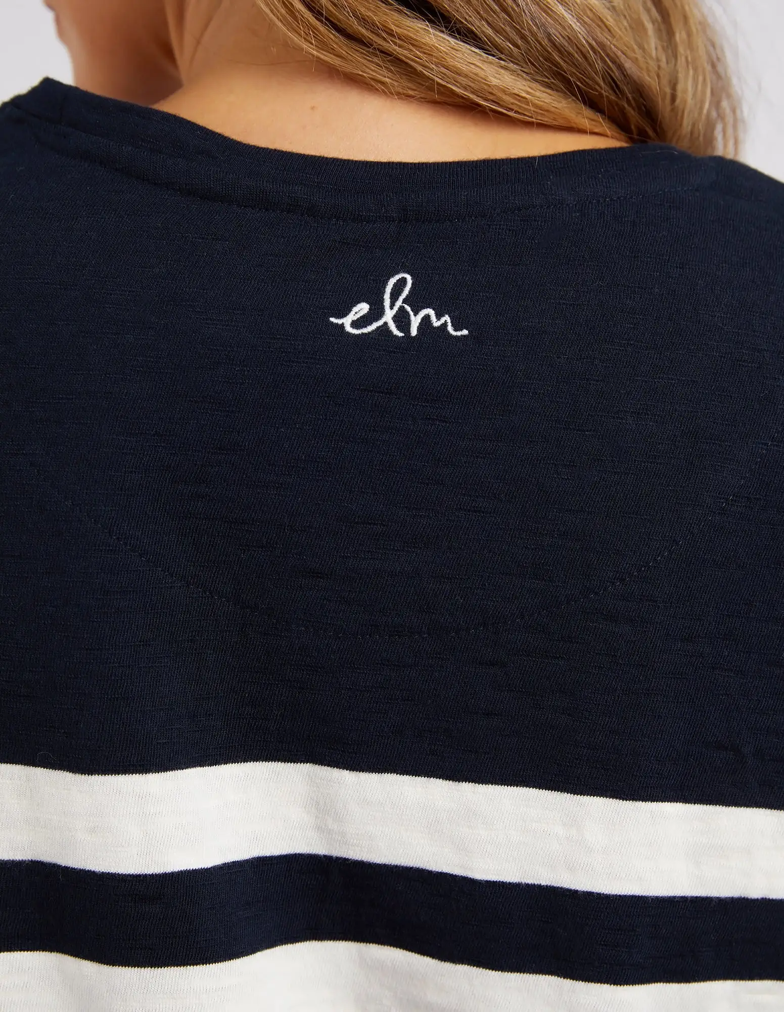 Elm Allegra LS Tee - Navy/Vintage White Stripe