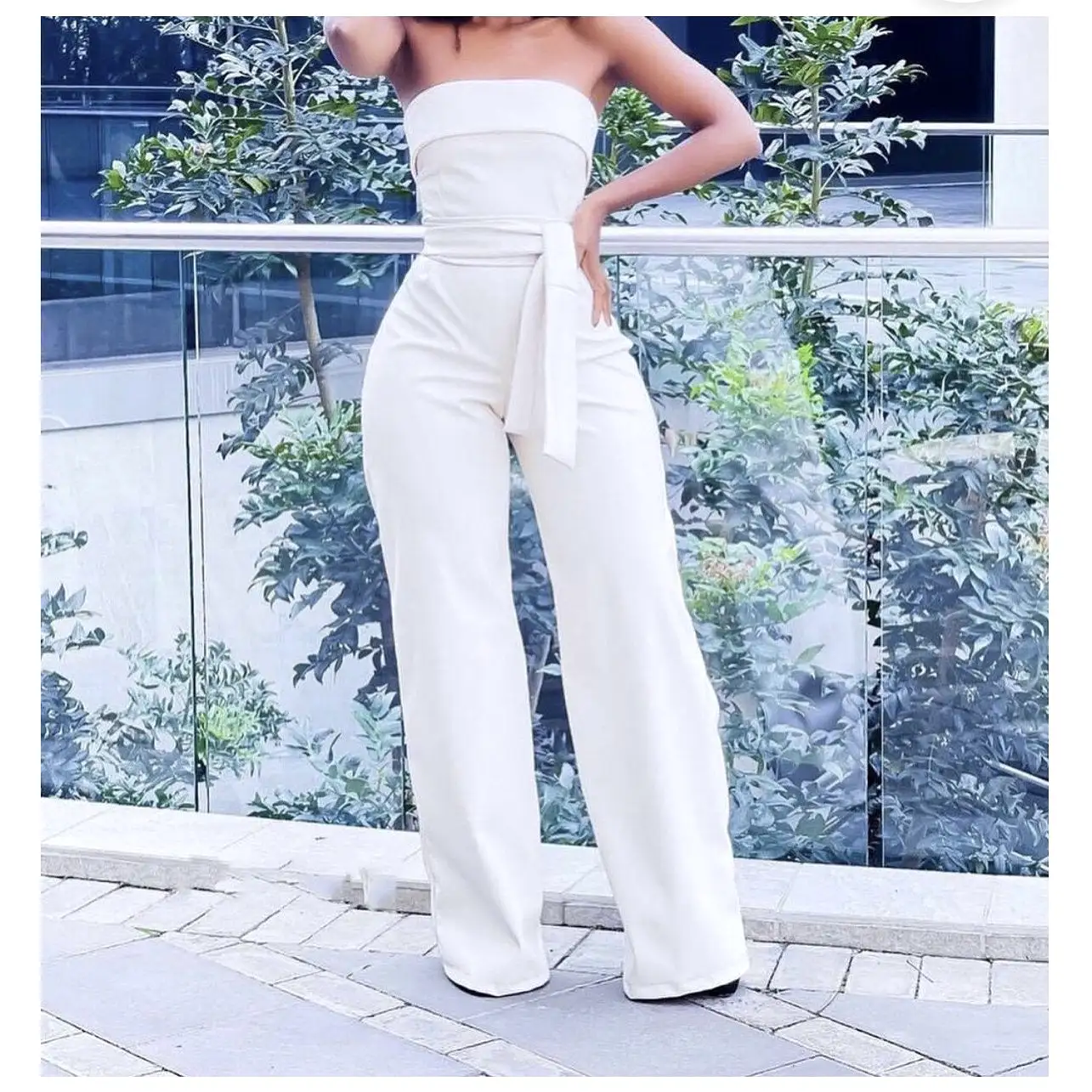 Faux Lather Boobtube Jumpsuit