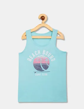 GAP Girls Light Blue Sleeveless Graphic Printed Top