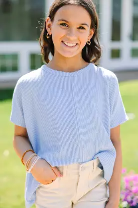 Girls: Confident Decisions Light Blue Ribbed Top