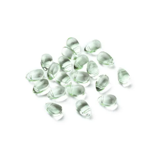 Glass Beads, Teardrop, Transparent, Top-Drilled, Light Green, 9mm