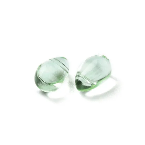 Glass Beads, Teardrop, Transparent, Top-Drilled, Light Green, 9mm