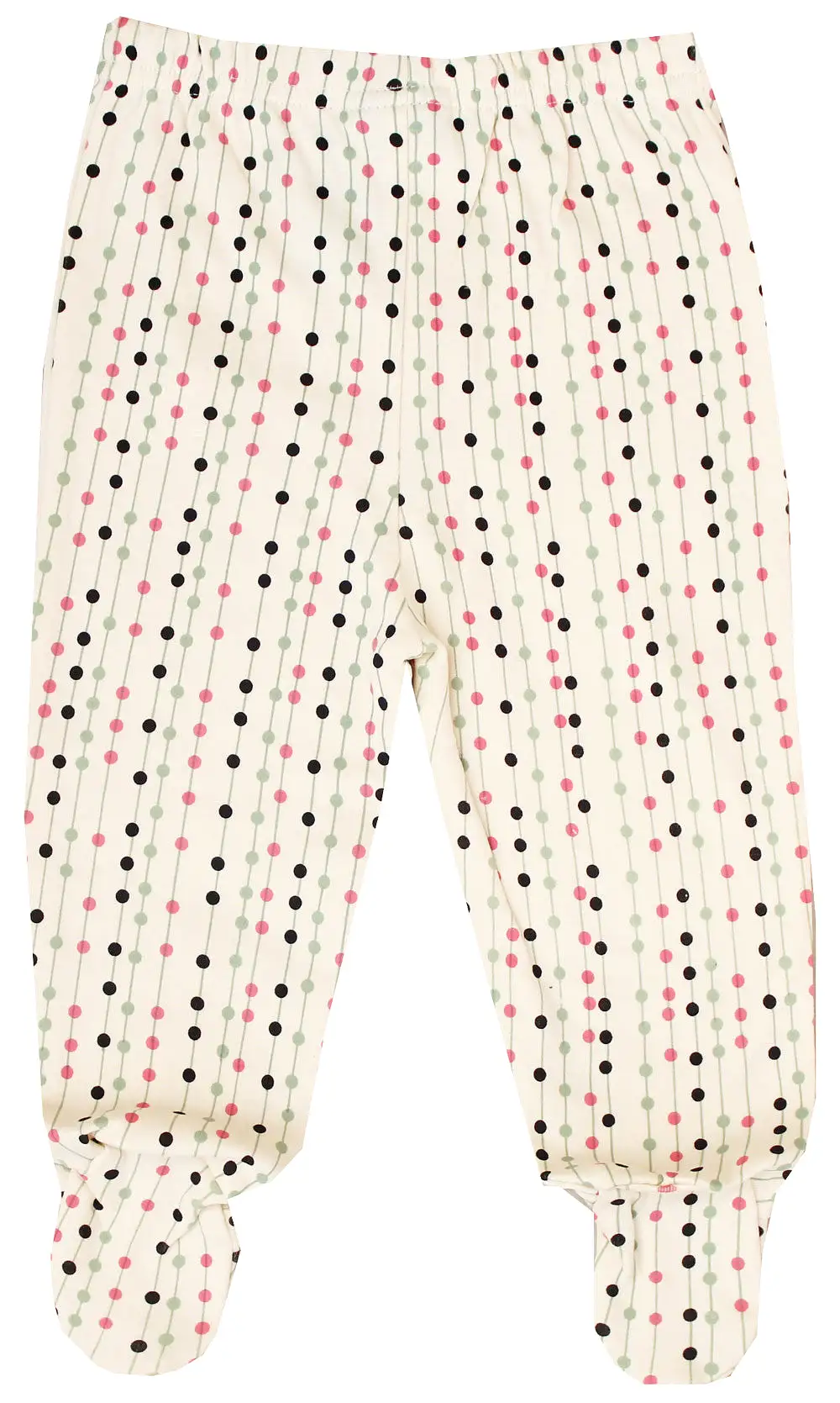 GOTS Certified Organic Cotton Clothing Baby Footed Pants (Stripes-Dots)