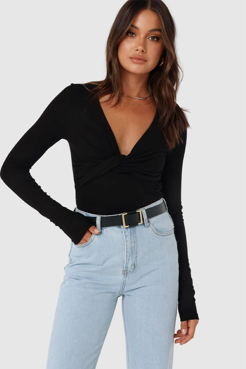 Gretal Long Sleeve Top | Black