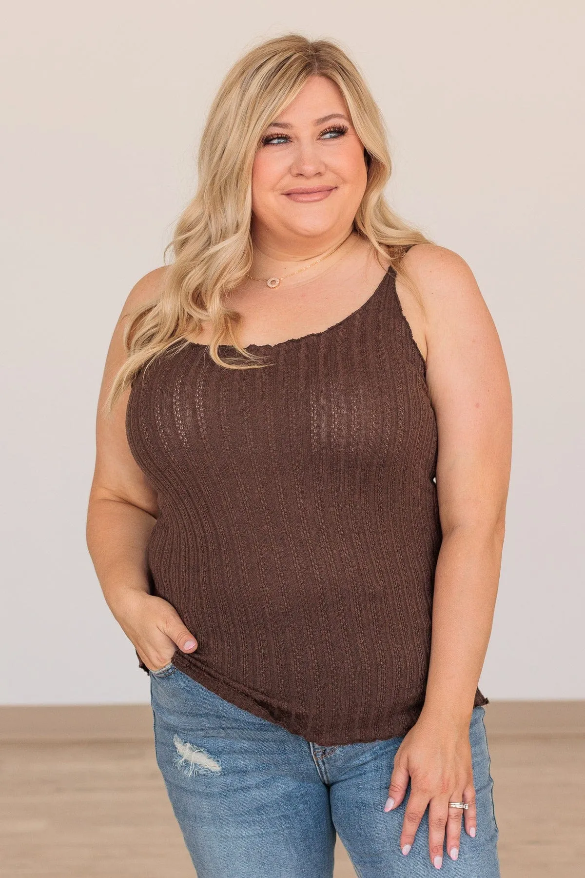 Happiness Is Within Ribbed Knit Tank- Mocha