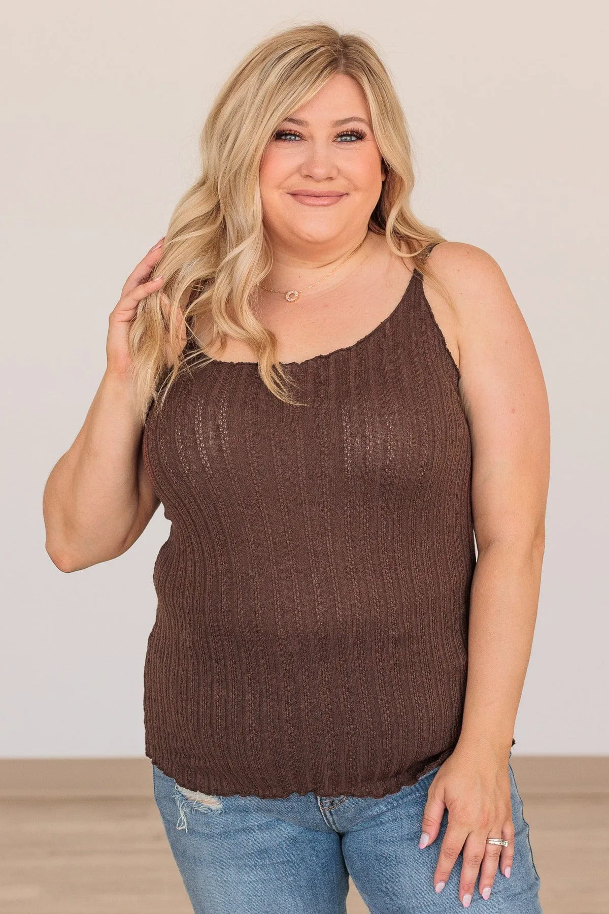 Happiness Is Within Ribbed Knit Tank- Mocha