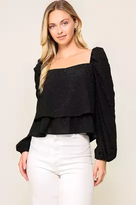 Hey Sweetheart Metallic Detail Top