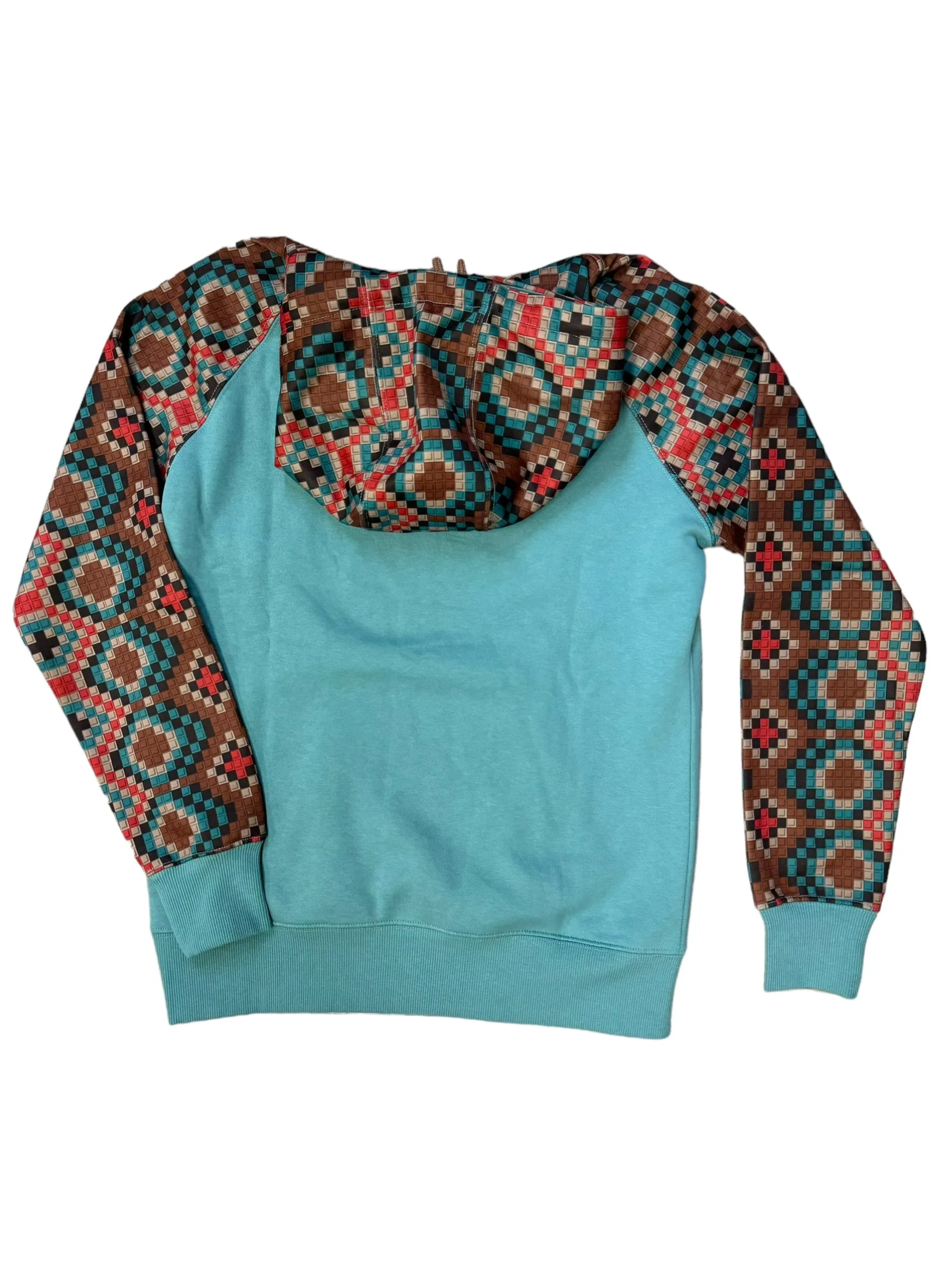 Hooey Women's Punchy Turquoise Aztec Accent Print Hoodie PH1003TQTN