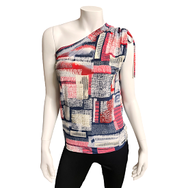 Itanya Top - Navy/Pink Blocks