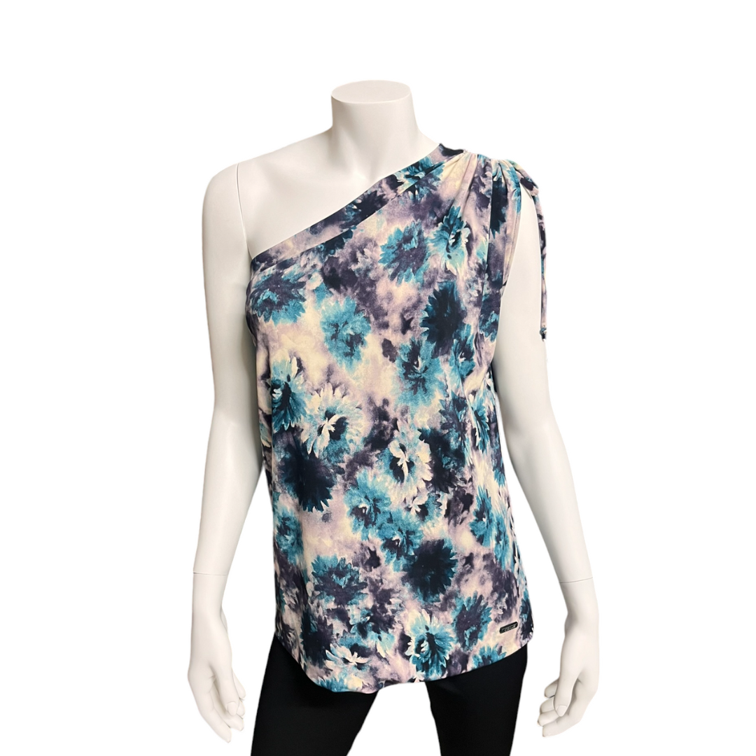 Itanya Top - Turq Navy Flowers