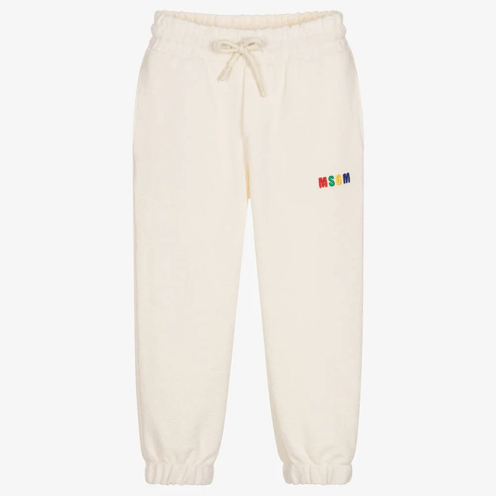 Ivory Cotton Terry Logo Joggers