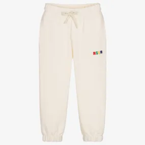 Ivory Cotton Terry Logo Joggers