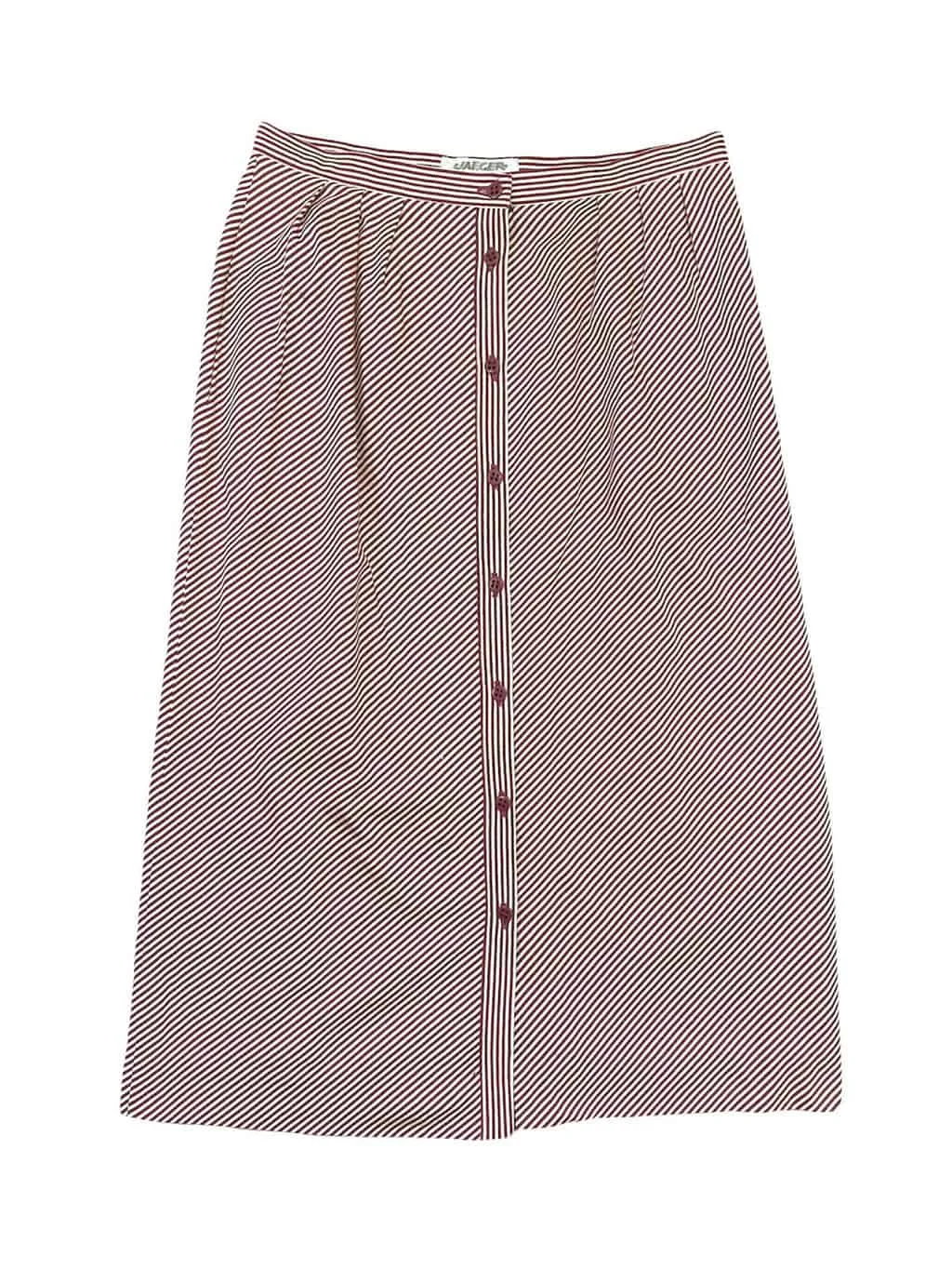 Jaeger vintage maroon and white striped midi skirt – Small / Medium