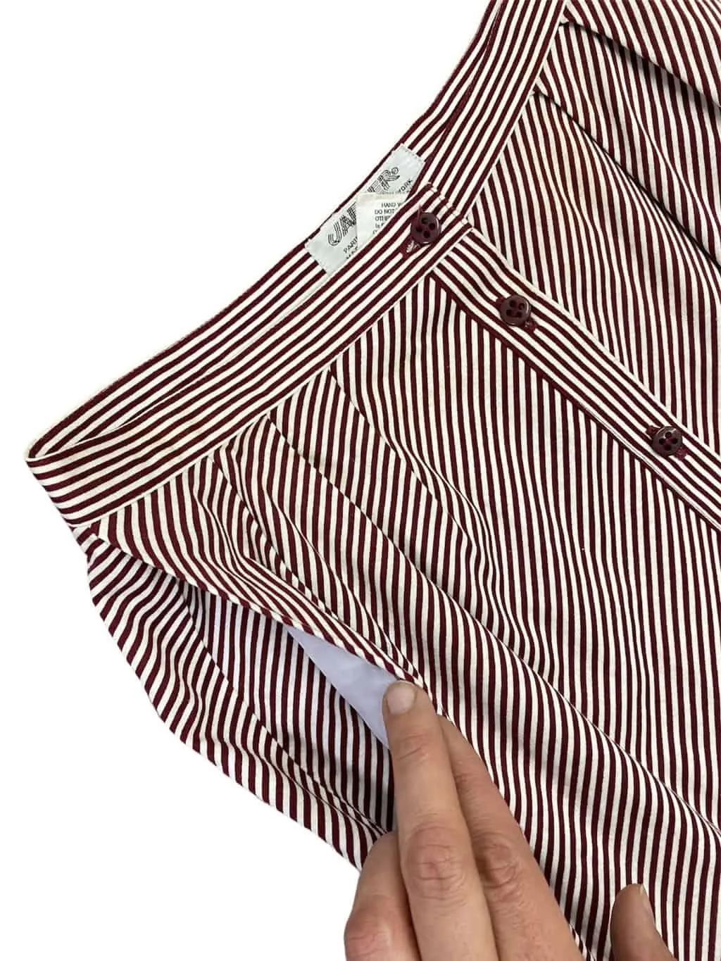 Jaeger vintage maroon and white striped midi skirt – Small / Medium