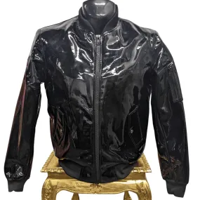 Jason Mens Black Wet Look Flight Jacket