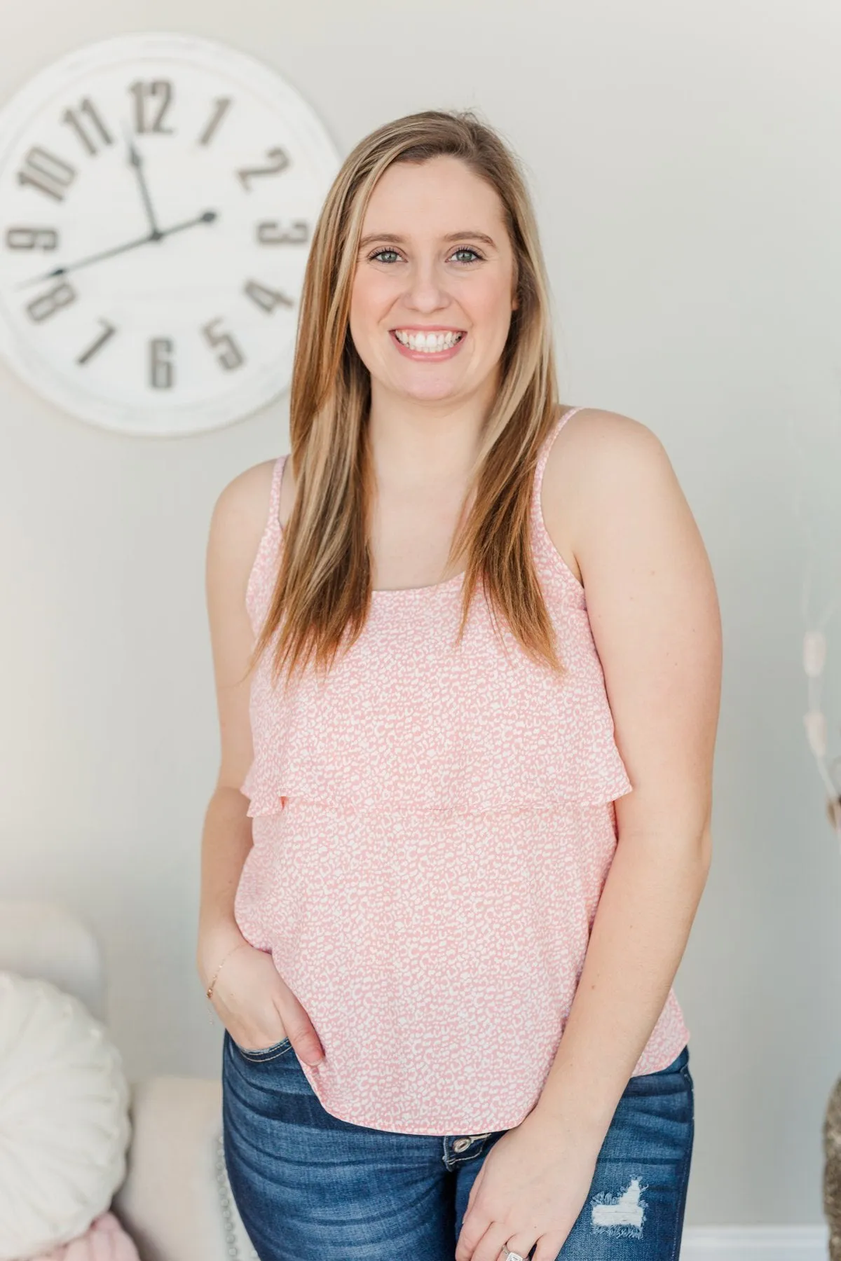 Key To Happiness Tiered Tank Top- Soft Pink