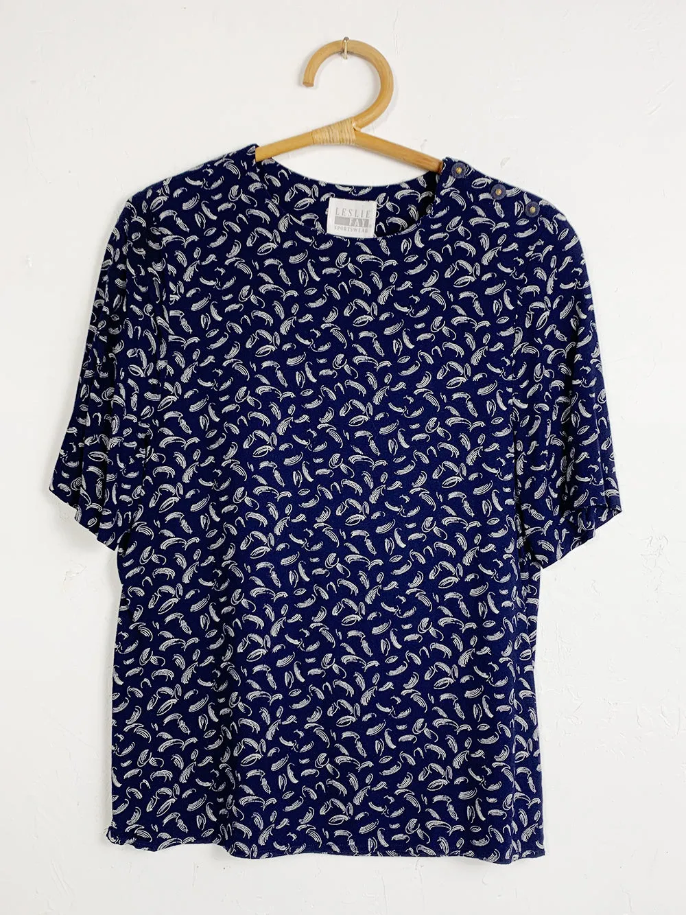 LF Navy Brush Stroke Rayon Top