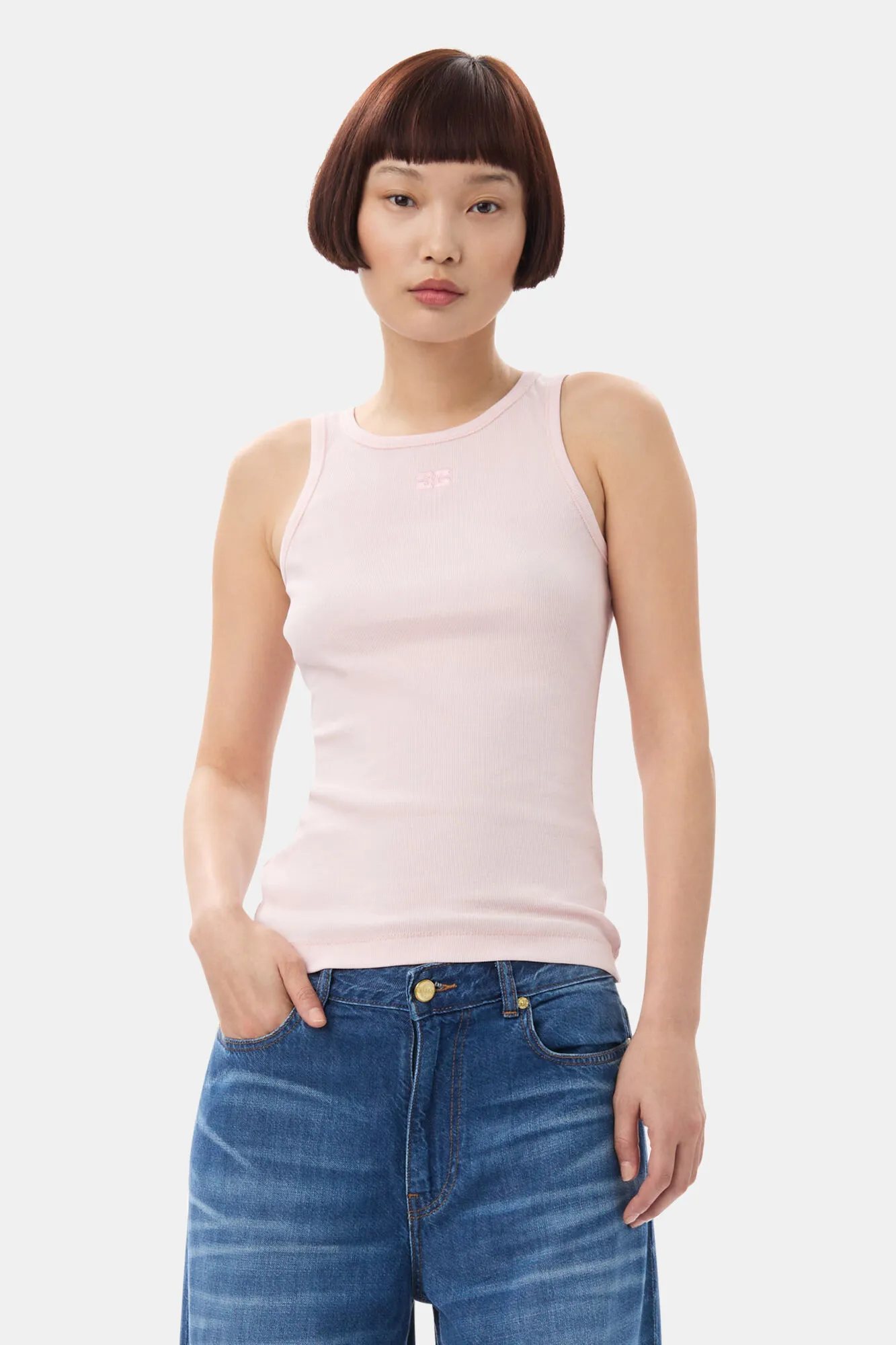 Light Pink Soft Cotton Rib Tank Top