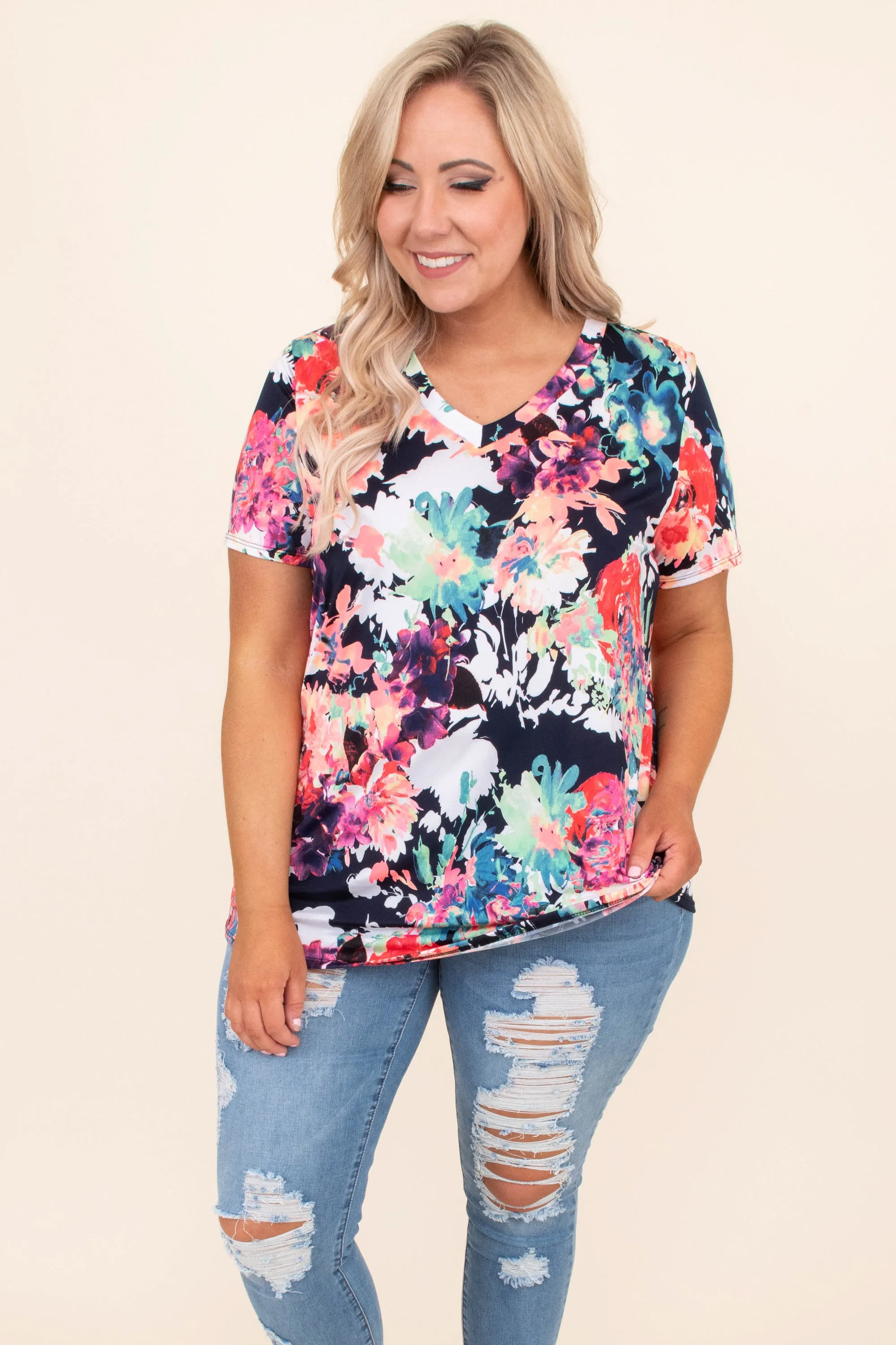 Lily Pad Top, Navy