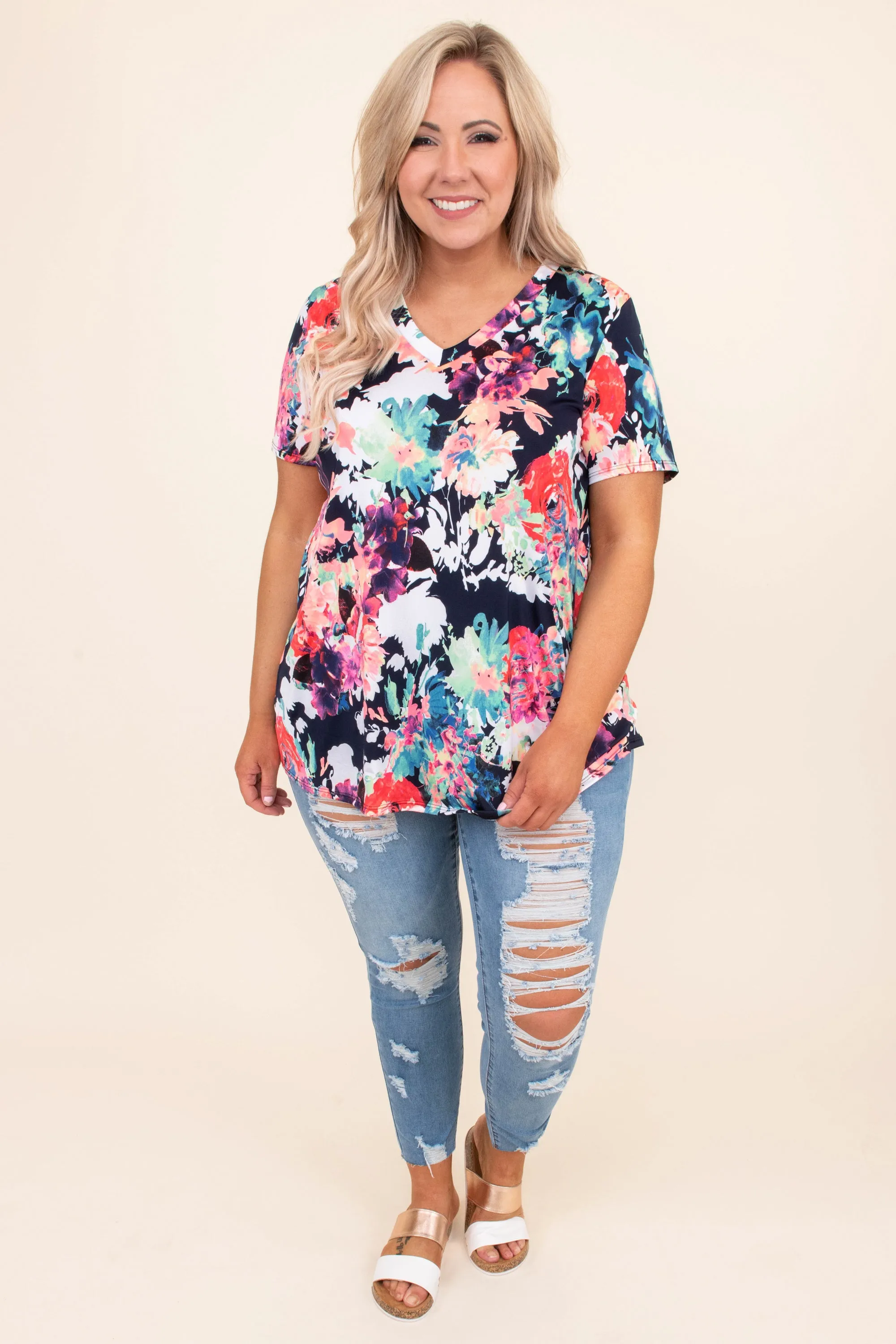 Lily Pad Top, Navy